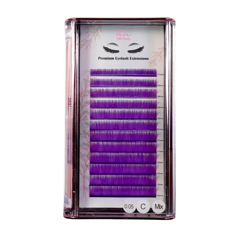 3D/Russian Purple C Lashes 0.05mm Mix in Box 12 rows